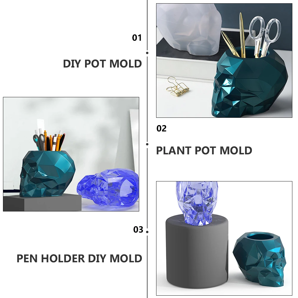 

Skull Pen Holder Mold Container Storage DIY Silicone Silica Gel Mould Casting Moulds Pot