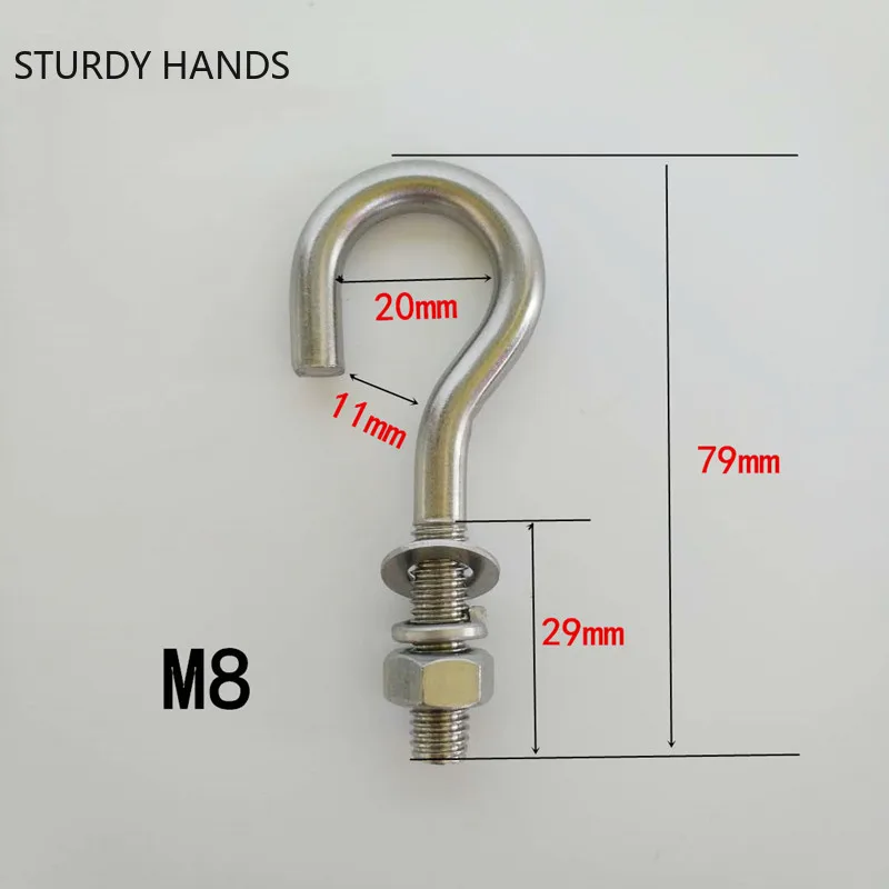 2pcs Stainless Steel Hanging Hook Home Explosion Pendant Lamp Hook Swing Hook Bathroom Hook Furniture Hardware Supplies M8 M10