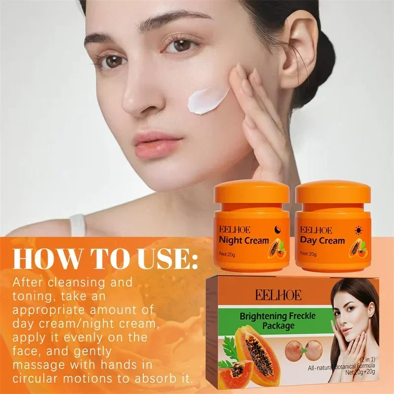 Effective Freckles Removal Cream Dark Spot Correction Improve Dark Skin Moisturizing Whitening Papaya Day Night Cream Skin care