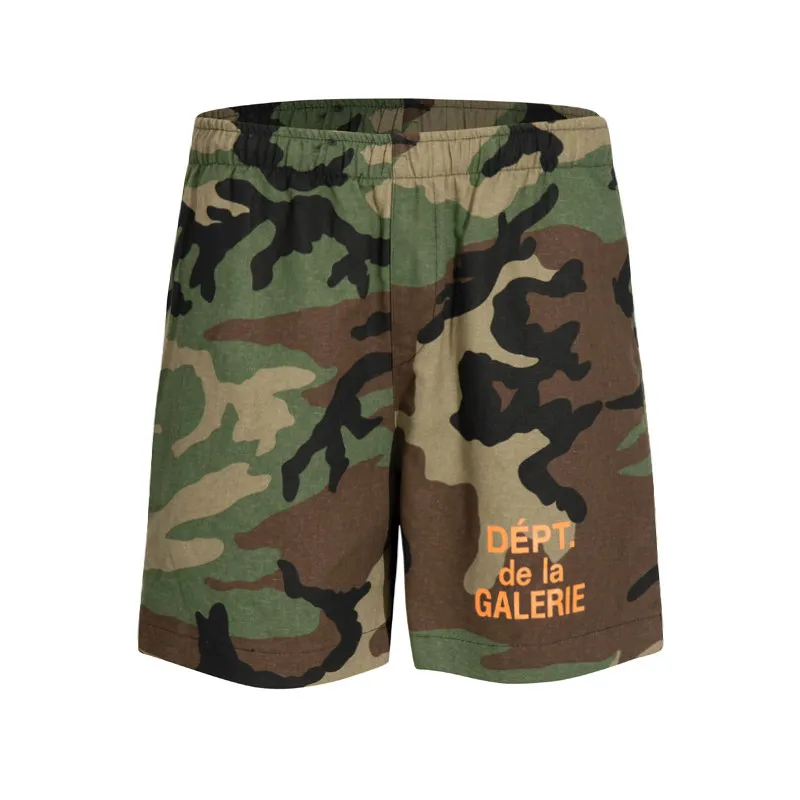 Gallery Dept Green Camouflage Shorts Letter Print Summer Loose Straight Five-Point Casual Pants