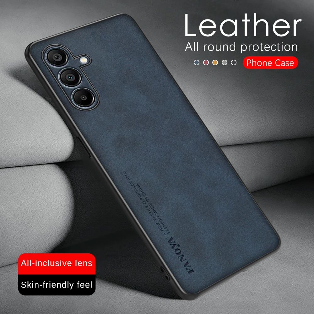 Samsun A15 4G Case Lambskin Leather Back Cover For Samsung Galaxy A15 A25 A35 A55 5G A 15 25 35 55 TPU Bumper Shockproof Coque