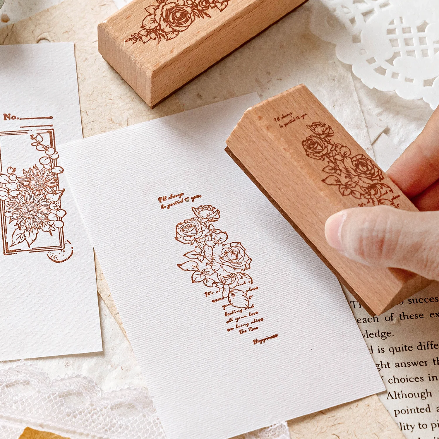 Aesthetic Flower Vine Series Wood Stamping 'Lily of the Valley' Rose Lines Design for Scrapbooking Journal Art Craft Supplies