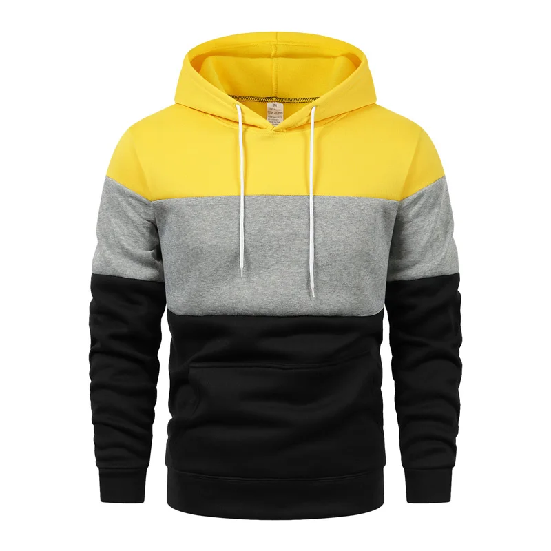 

2025 Autumn/Winter Plush Fashion Casual Men's Color blocked Hoodie Outdoor Running Sportswear