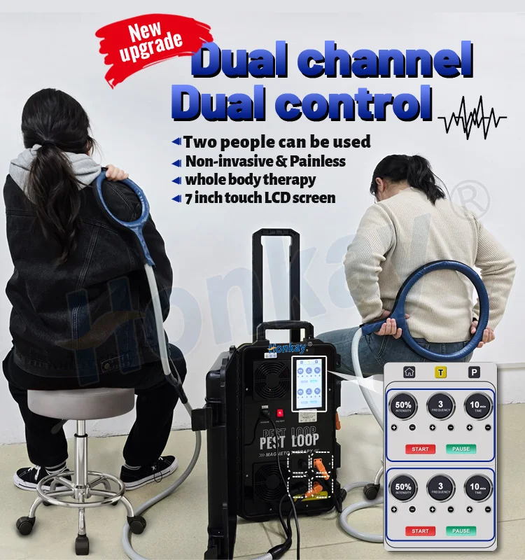 Dual Channel Pemf Magnetic Therapy Device Physio Magneto Therapy Machine Pemf Loop Pain Relief Arthritis Neuralgia Rehabilitatio