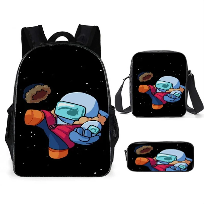 Juego de moda entre nosotros, mochila de Anime para niños, bolsas de lápices para niños, caja de papelería, mochila para ordenador portátil, regalos para niños de tres piezas S01