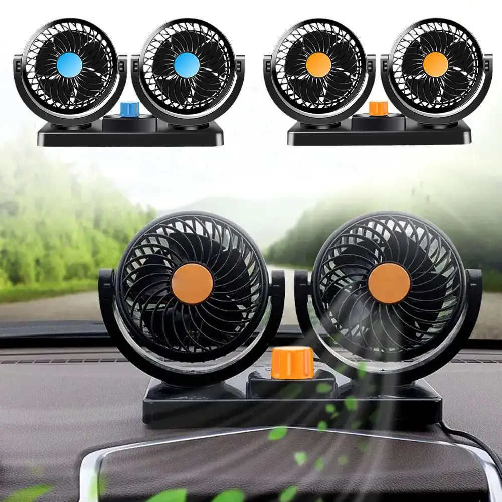 

Car Fan Cooling Dual Head USB 360 Degree Rotation Quiet Cooling Fans With 2 Speed Auto Cooler Air Fan Car Accessories For S N4O6