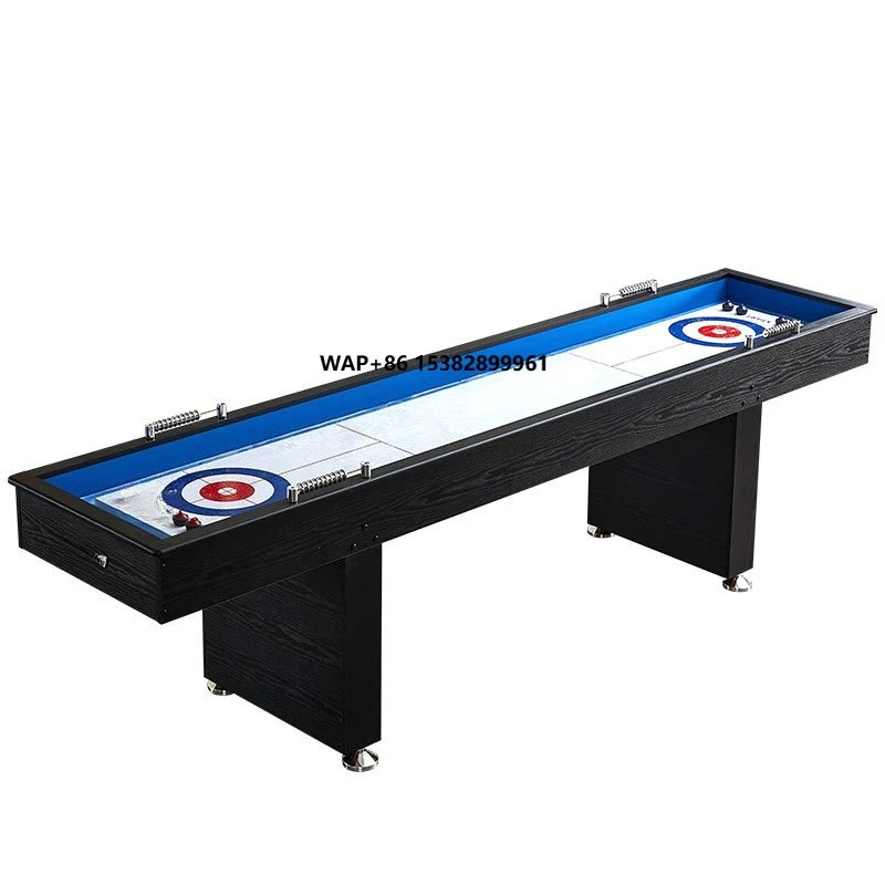 طاولة Shuffleboard الكلاسيكية بطول 9 أقدام 2 في 1 مع لعبة تجعيد للشركة أو غرفة الألعاب العائلية، لوح التجويف ولعبة الشباك، TS-9074