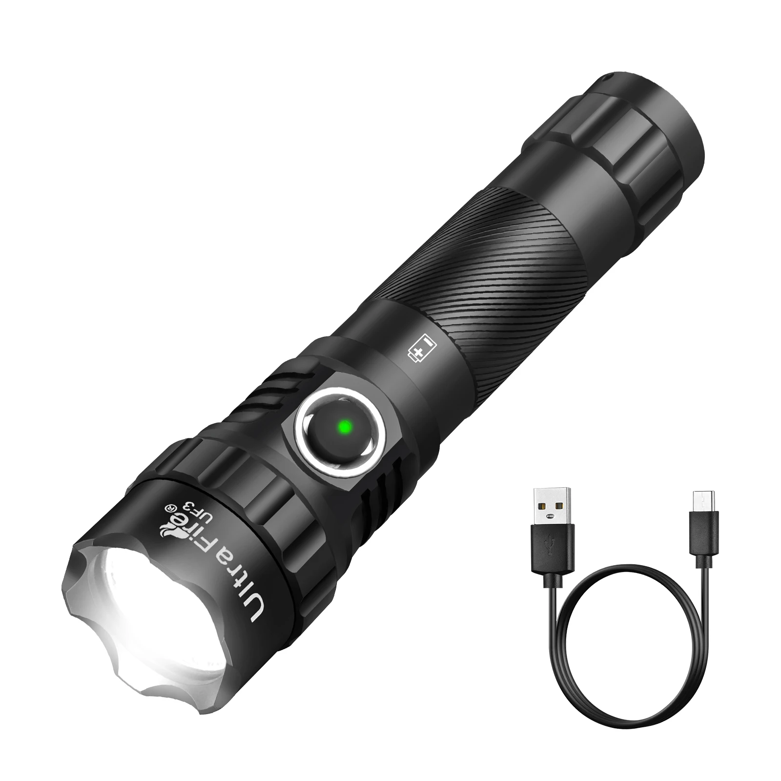 UltraFire UF3 Tactical Flashlight 1200LM Powerful Police LED Torch 3 Modes 21700 USB C Rechargeable with 360° Belt Clip Holster image 3