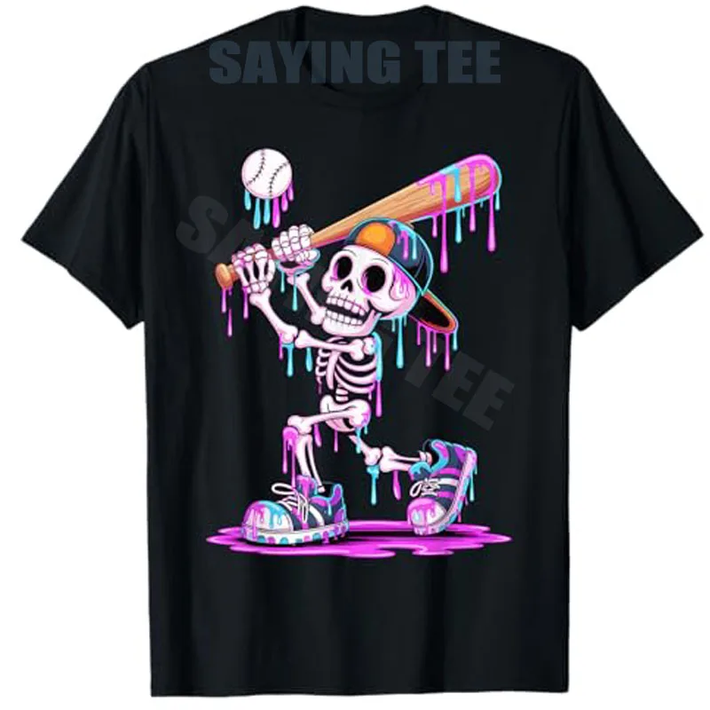 

Funny Skeleton Baseball Drip Boys Youth Kids Halloween T-Shirt Fashion Sportswear Clothes Sons Birthday Novelty Gift Y2k Tee Top