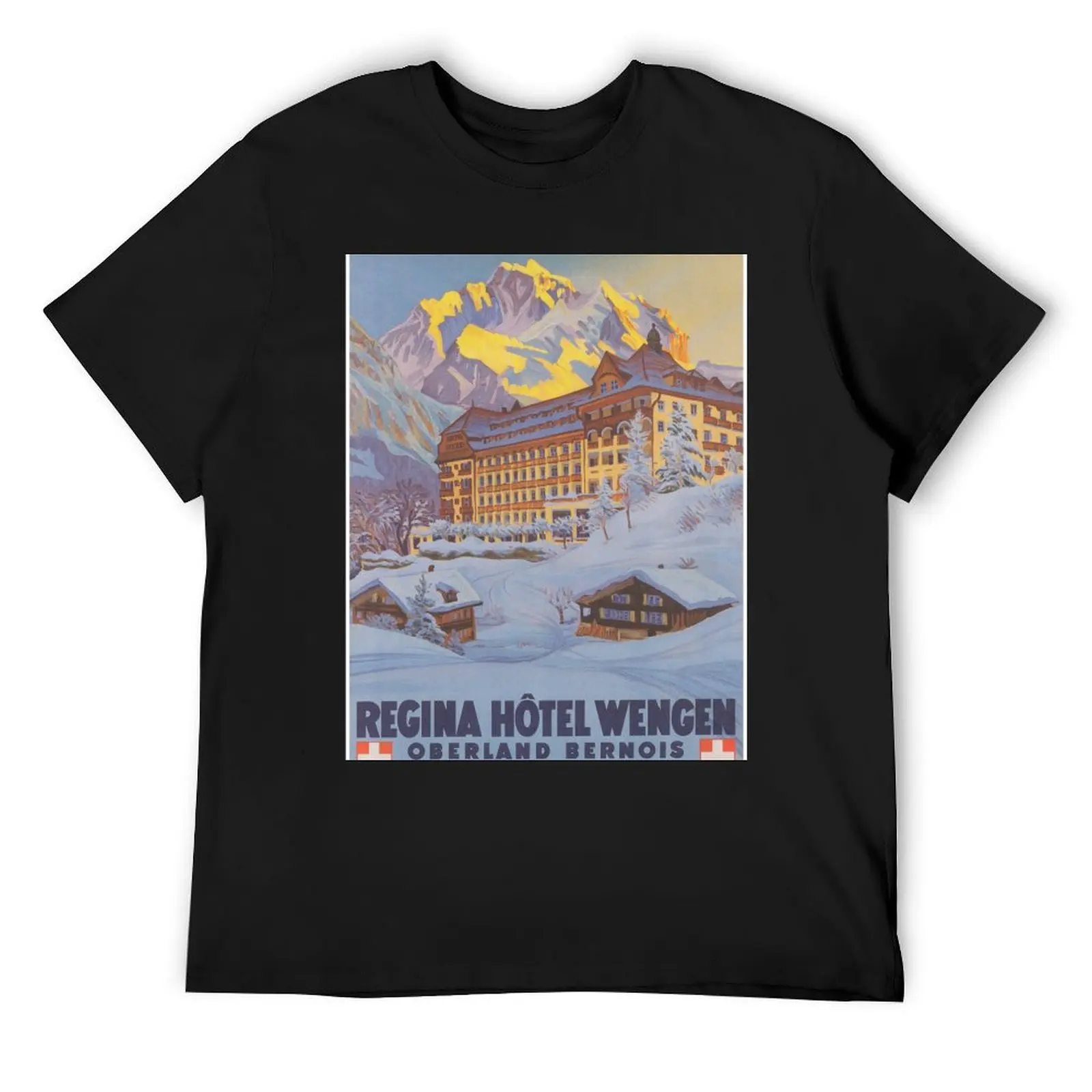 

Regina Hotel, Wengen, Switzerland Vintage Travel Poster T-Shirt customizeds hippie clothes mens big and tall t shirts