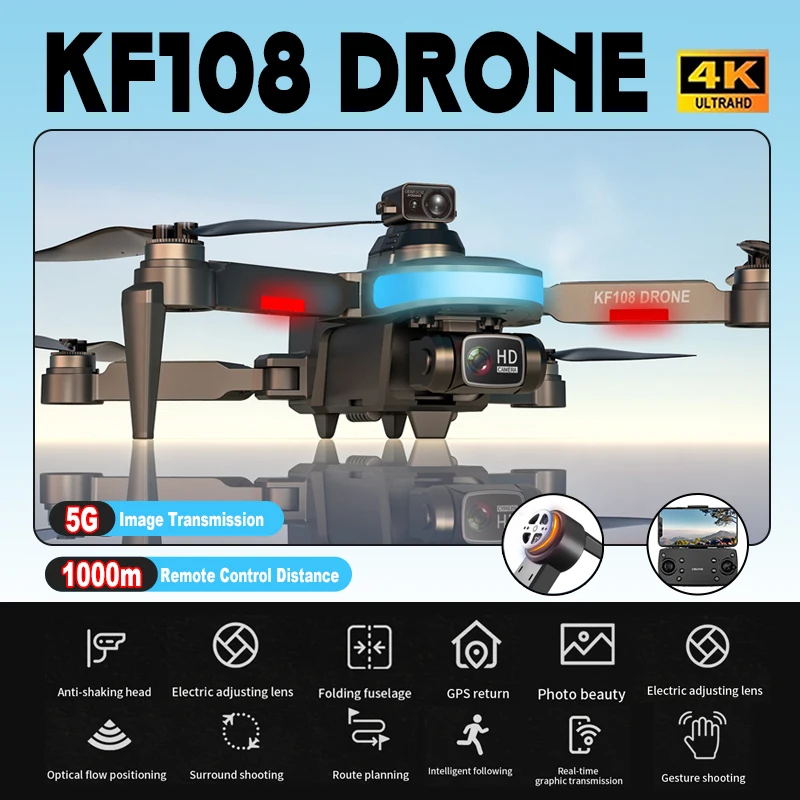 

Kf108 Profession Drone 4k Dual Camera Hd Aerial Photography Gps+ Optical Flow Positioning 360 Laser Obstacle Avoidance Drone Toy