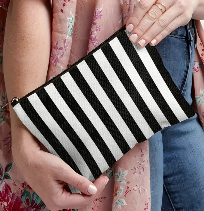 Multifunctional Fashion Striped Women'S Travel Organizer Bag -Cosmetic and Toiletry Storage Pouch Zipper, Perfect Friend Gift view 3