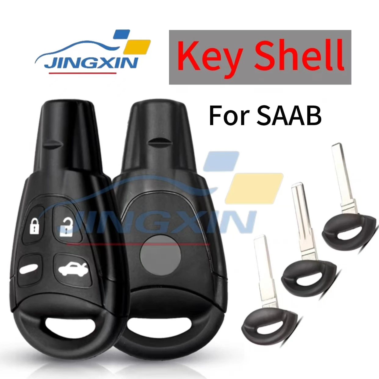 

Jingxin 3PCS Smart Key Shell Case For SAAB 93 95 9-3 9-5 WF 4 Button Keyless Entry 4 Buttons 2004-2010 LTQSAAM433TX With Blade