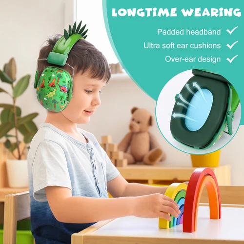 Imagen 2 del producto Auriculares con reducción de ruido de dinosaurio y unicornio para niños, auriculares ajustables plegables para adolescentes, adecuados para la escuela