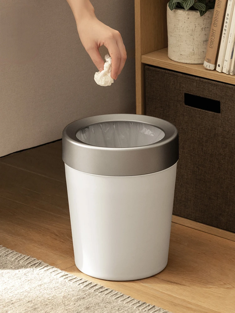 

White Trash Can Kitchen Nordic Plastic Round Creative Garbage Bin Bathroom Waste Bin Living Room Cleaning Tools Lixeira Banheiro