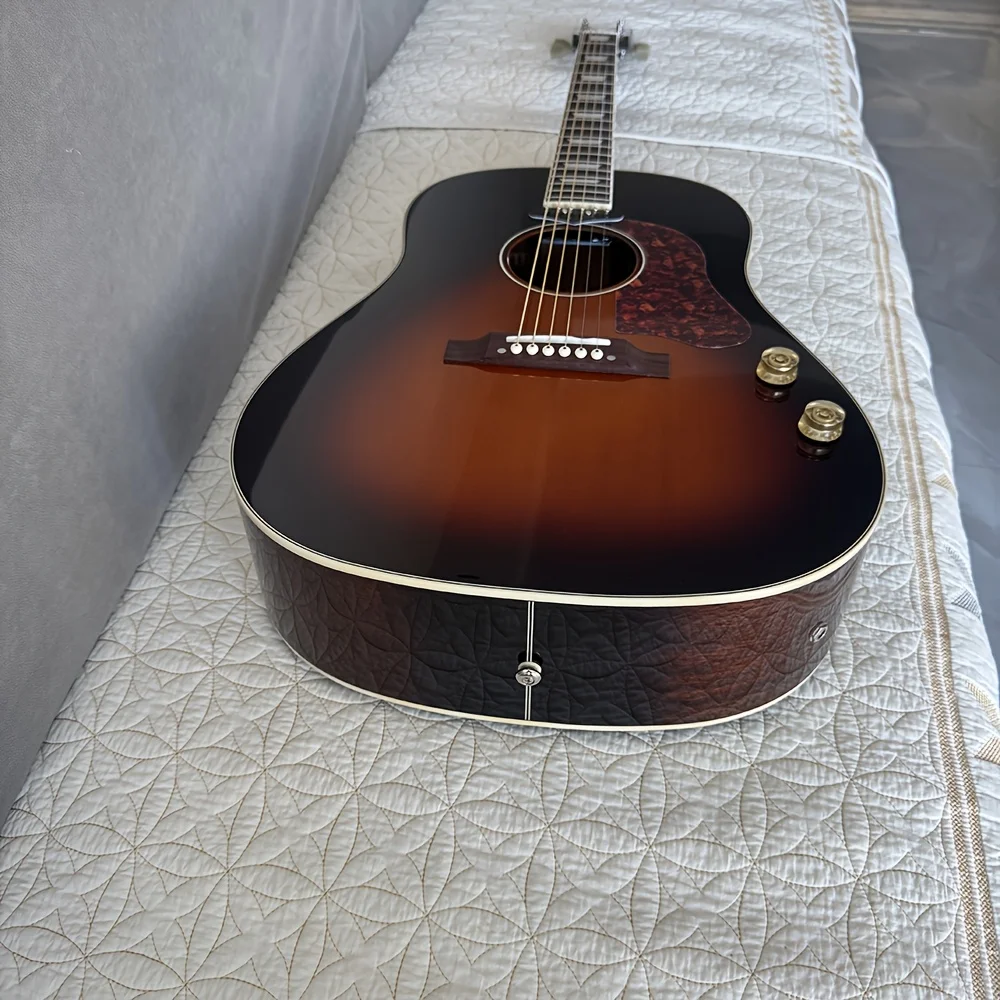 Professional Sunset Ribbon EQ J-160 Acoustic Guitar Spruce Top 6 String Folk Style view 2