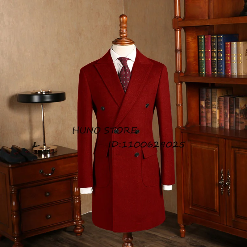 Winter Men\'s Wool Coat Double Breasted Lapel Dress Wedding Dinner Party Custom Male\'s Slim Fit Jacket  aaa급 명품 옷