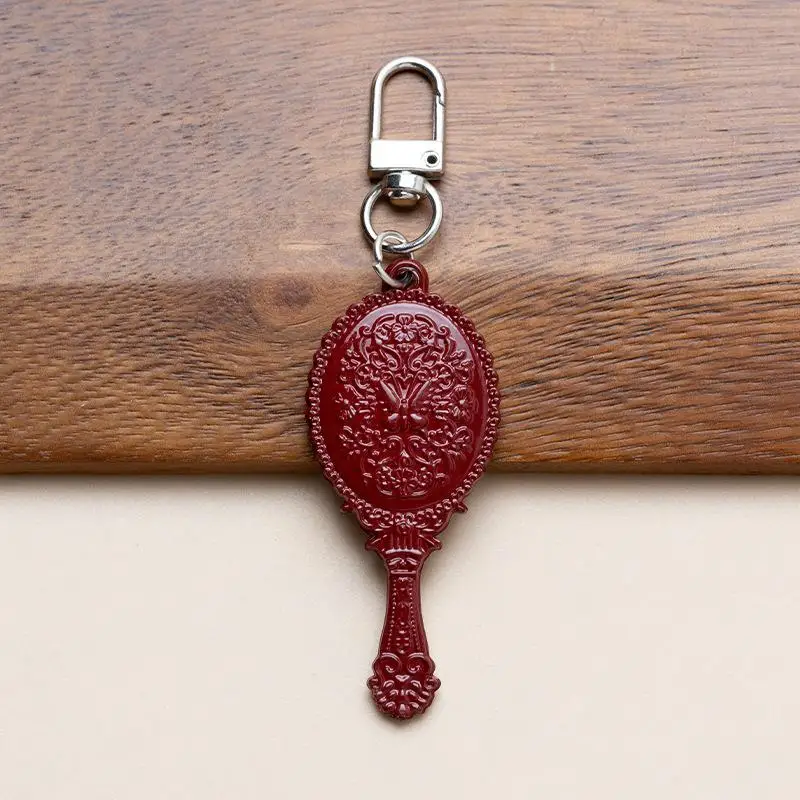 Vintage Mini-Handspiegel Schlüsselanhänger mit geprägtem Rahmen, Autoschlüsselring, Taschenanhänger, Anhänger für Rucksäcke, Handtaschen, Partygeschenk – Detail 6