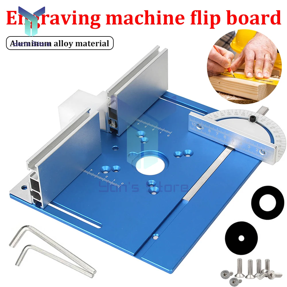 

Aluminium Router Table Insert Plate Woodworking Trimmer Electric Wood Milling Flip Plate With Miter Gauge for DIY Working Benche