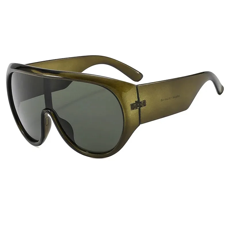 Luxury Brand Retro Big Frame Women Sunglasses Tea Color Square Pilot Shades UV400 Cool Men One Piece Sun Glasses image 3