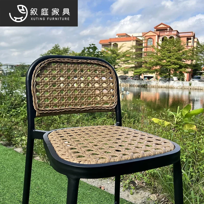 Outdoor bar chair outdoor high chair creative rattan chair bar clubhouse bar rattan armchair