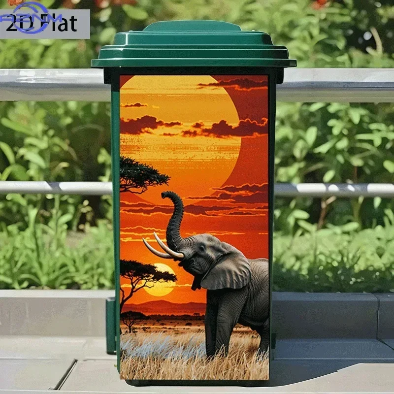 [2D Flat Printing]1pc Trash Can Sticker[Title Translated, Do Not Change] Prairie Sunset Theme Design Wall Sticker Self-Adhesiv