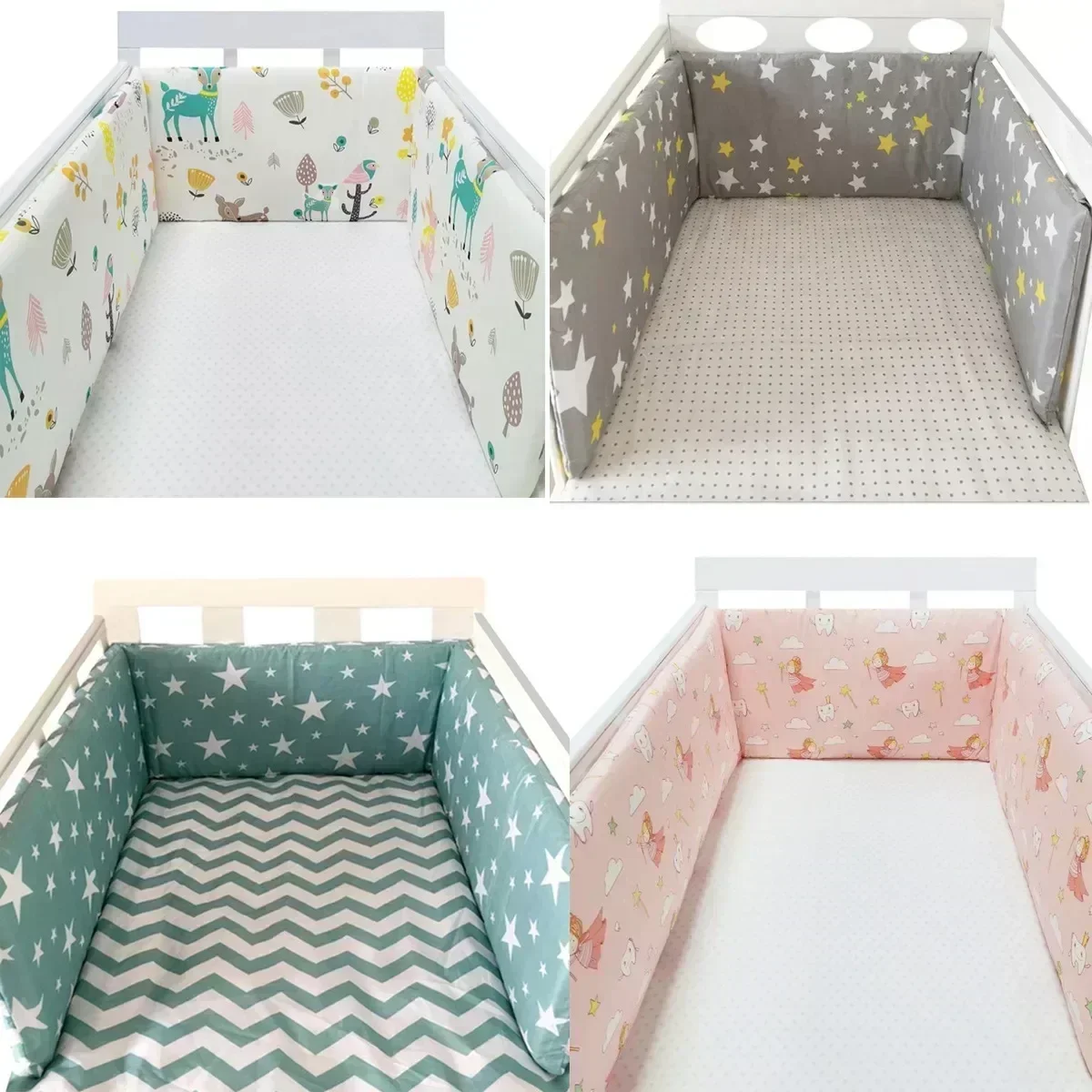 

Baby Bed Bumpers Infant Cotton Anti-fall Cushion One-piece Cot Crib Around Protection Newborn Protector Nursery Bedding 200*30CM