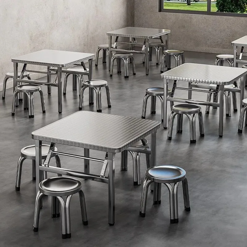 #304 Stainless Steel Folding Square Table, Commercial & Home Use, Space-Saving & Portable