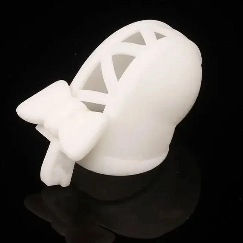 Cute Pink Bow Chastity Cage Male Bondage Lower Body Device with 4 Size Rings Sissy Cock Cage Anti Cheating Sex Toys for Men Gay view 6