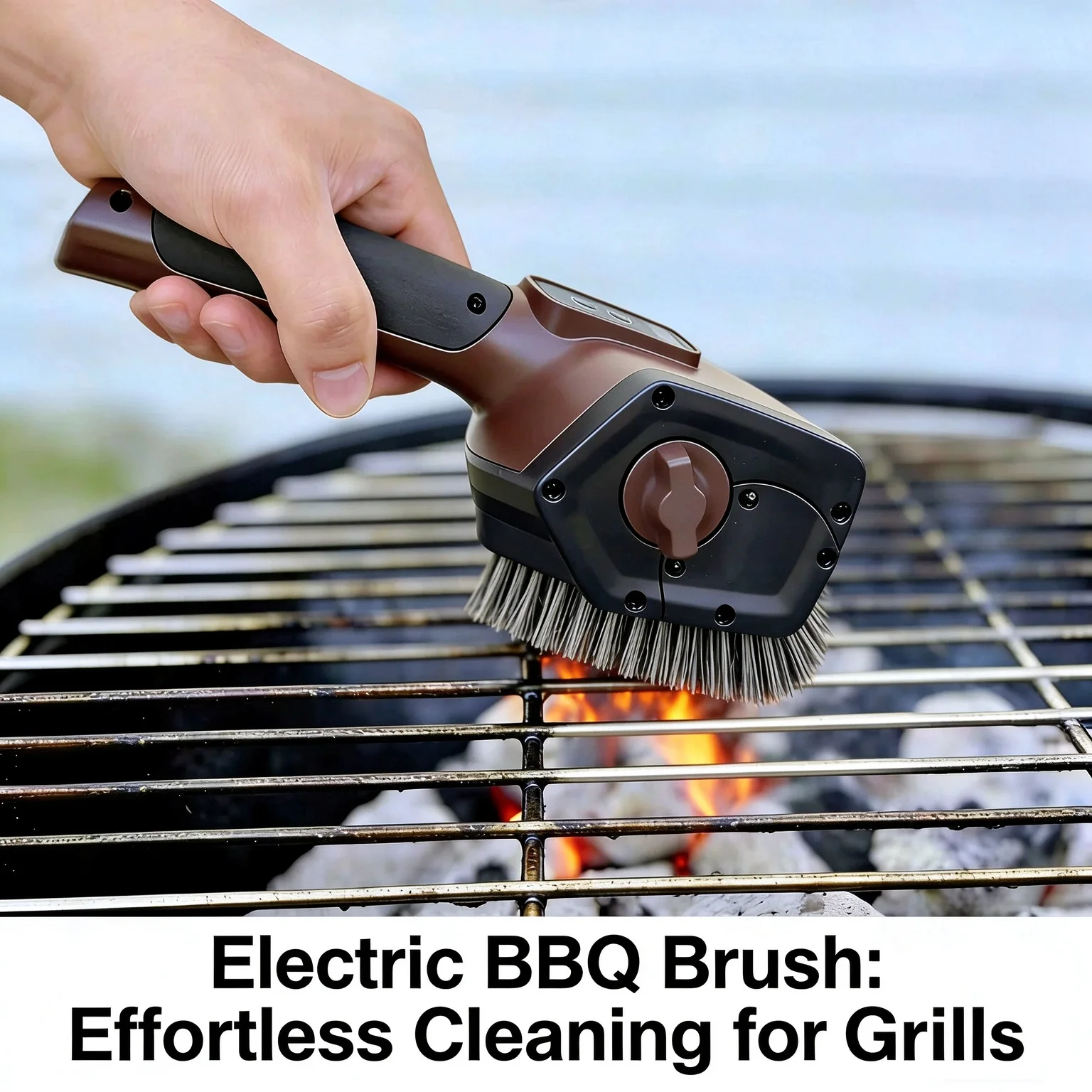 Electric Grill Brush Handheld BBQ Cleaning Tool Two-Speed Adjustment LED Light Barbecue Cleaning Brush for Kitchen Outdoor