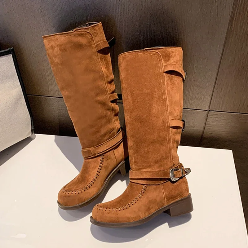 New Knee High Women Boots High Heels Shoes Winter Trend Chelsea Long Boots Designer Brand Pumps Casual Chunky Snow Botas