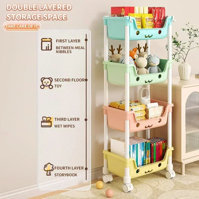 Toy Storage Trolley Bookshelf Snack Rack For Children Storage Organizer Bathroom Accessories Closet Organizer Kitchen Storage