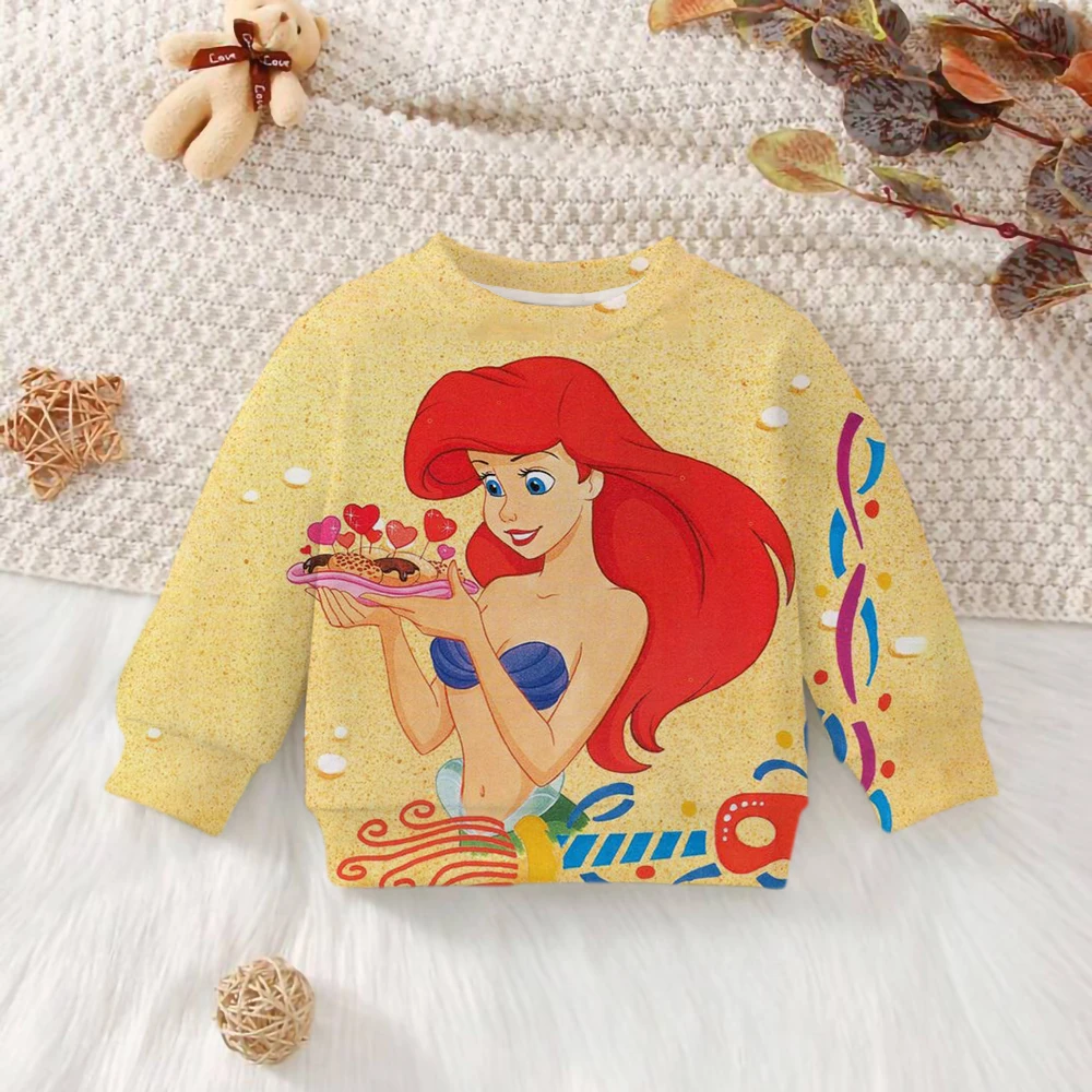 

Disney Princess Full Print New Cartoon Sportswear Boys and Girls Fashion Casual Hoodie Clothing Baby Long Sleeve Top