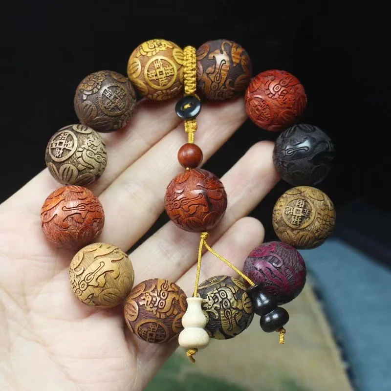 Genuine Goods Wooden Beaded Beads Carving Amass Fortunes Collectables-Autograph Bracelet Pterocarpus San