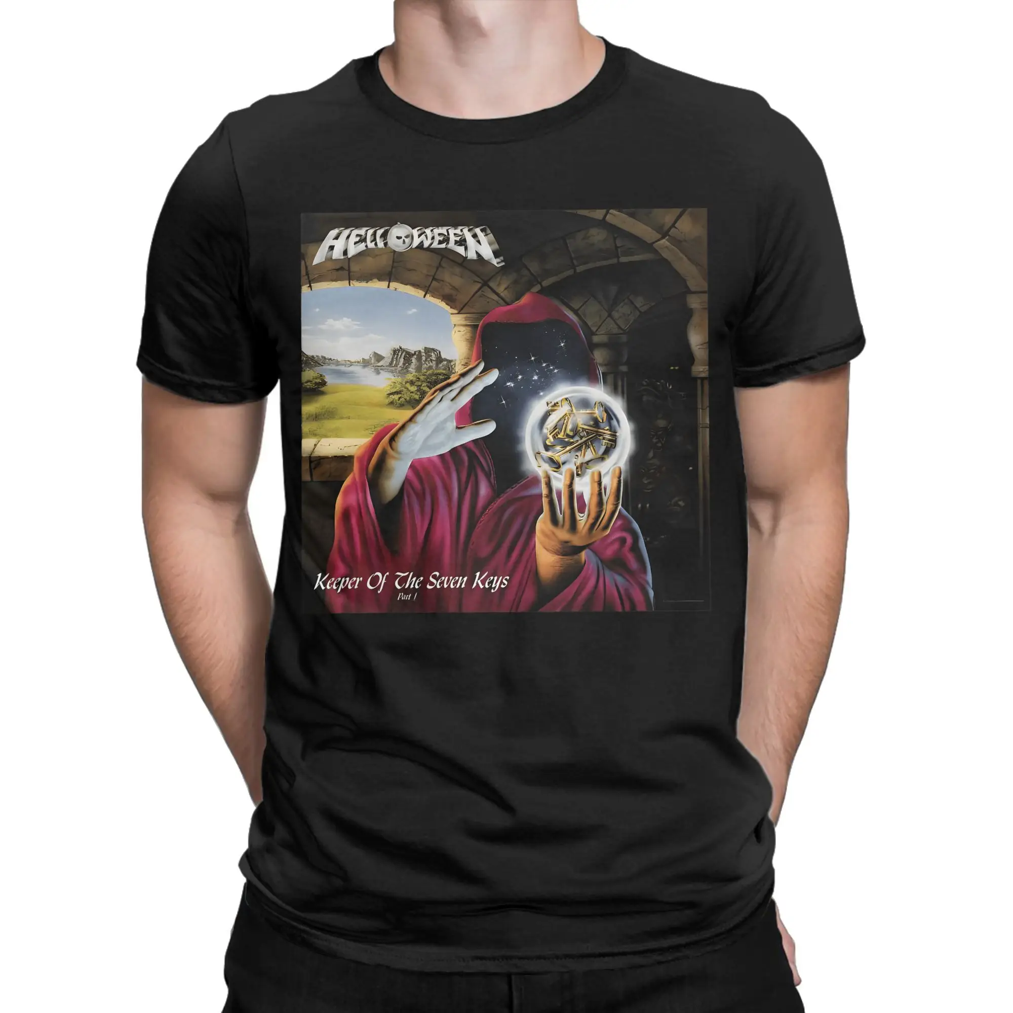

Мужские футболки Helloween, альбом 1987, хлопковая одежда для отдыха, футболки с короткими рукавами и круглым воротником, классические футболки