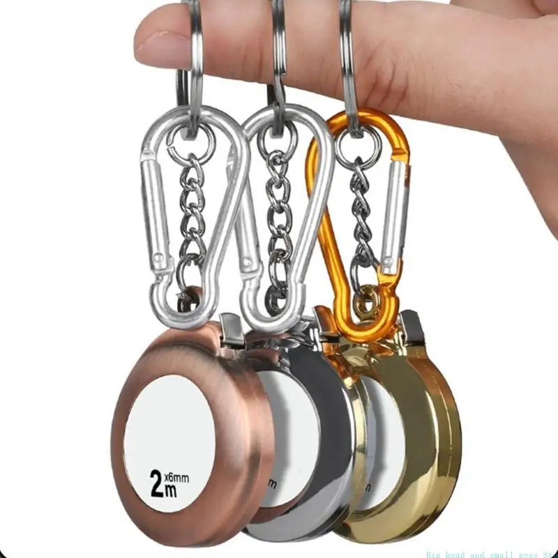 2M Tape Measure Keychain Mini Steel Tape Professional Tape Retractable Tape Measure Keychain Portable Keyring Pull Ruler