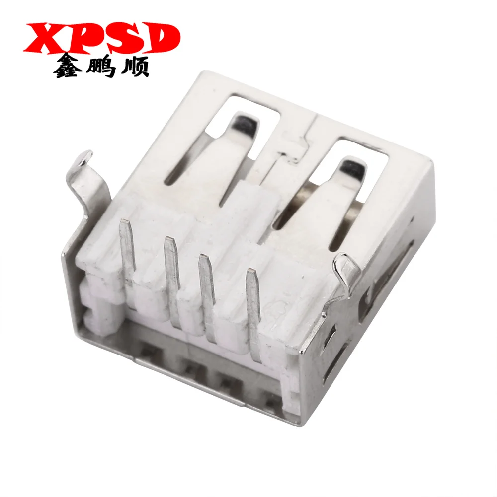 10Pcs USB Type A Standard Port Female Solder Jacks Connector PCB Socket USB-A type 90 Degrees Rimless