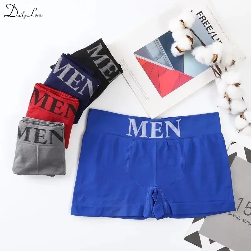 1PC Men\'s Panties Letter Printing Underwear Boxershorts Men Soft Boxer Shorts 2024 Breathable Male High Elastic Underpants