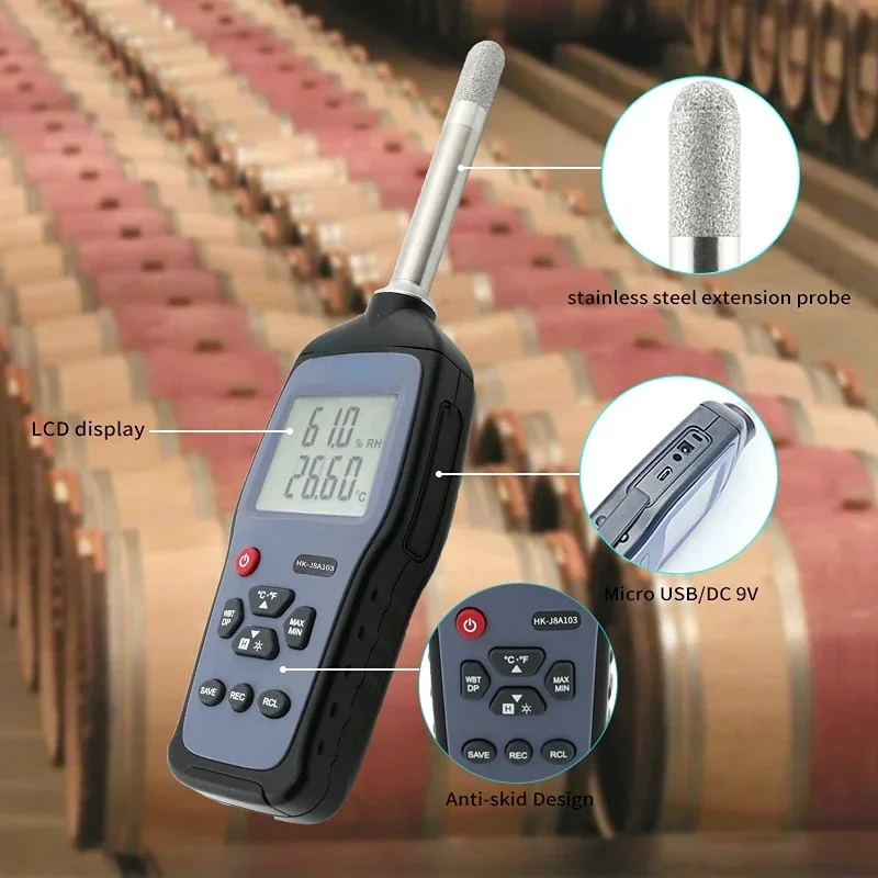 Digital Environmental Sensors RHT Testing Instrument Tester Moisture Meter Humidity Temperature Calibrator For Industrial