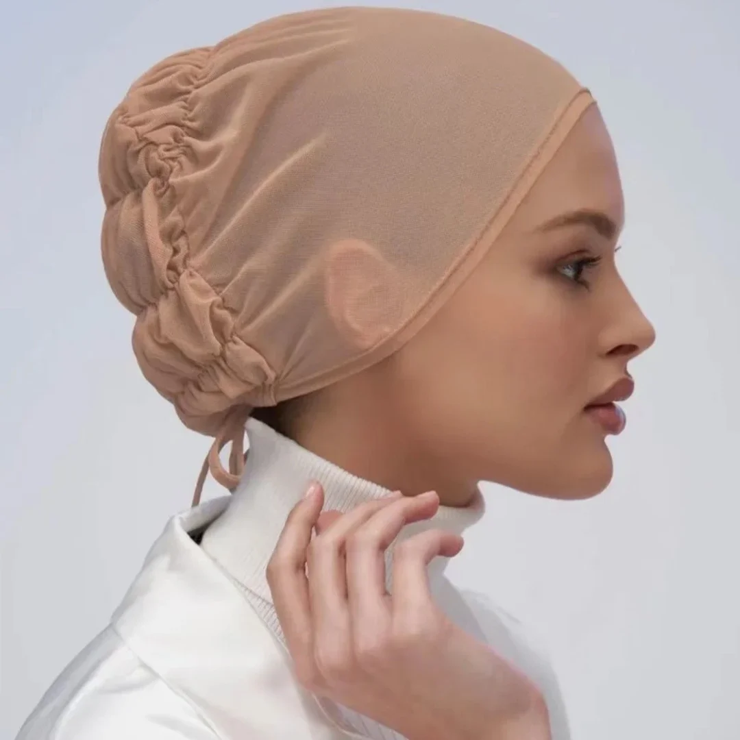 

Instant Mesh Bonnet Hijabs Stretch Spandex Breathable Undercap Muslim Woman Soft Inner Cap Islamic Lady's Basic Cap Turban