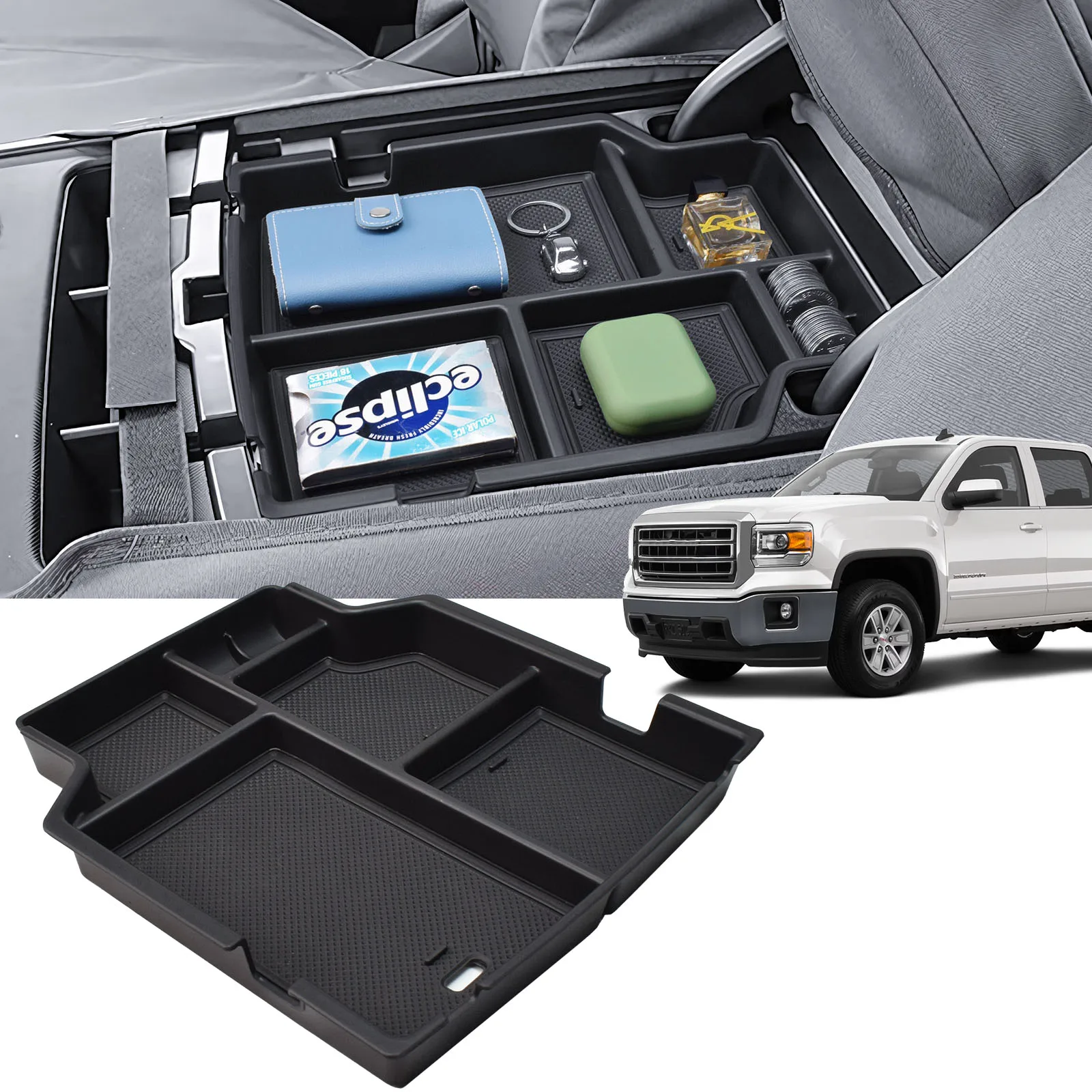 

Sixthsmoy Center Console Organizer for 2014-2018 Chevy Silverado 1500 and GMC Sierra 1500 Armrest Storage Box Tray Accessories