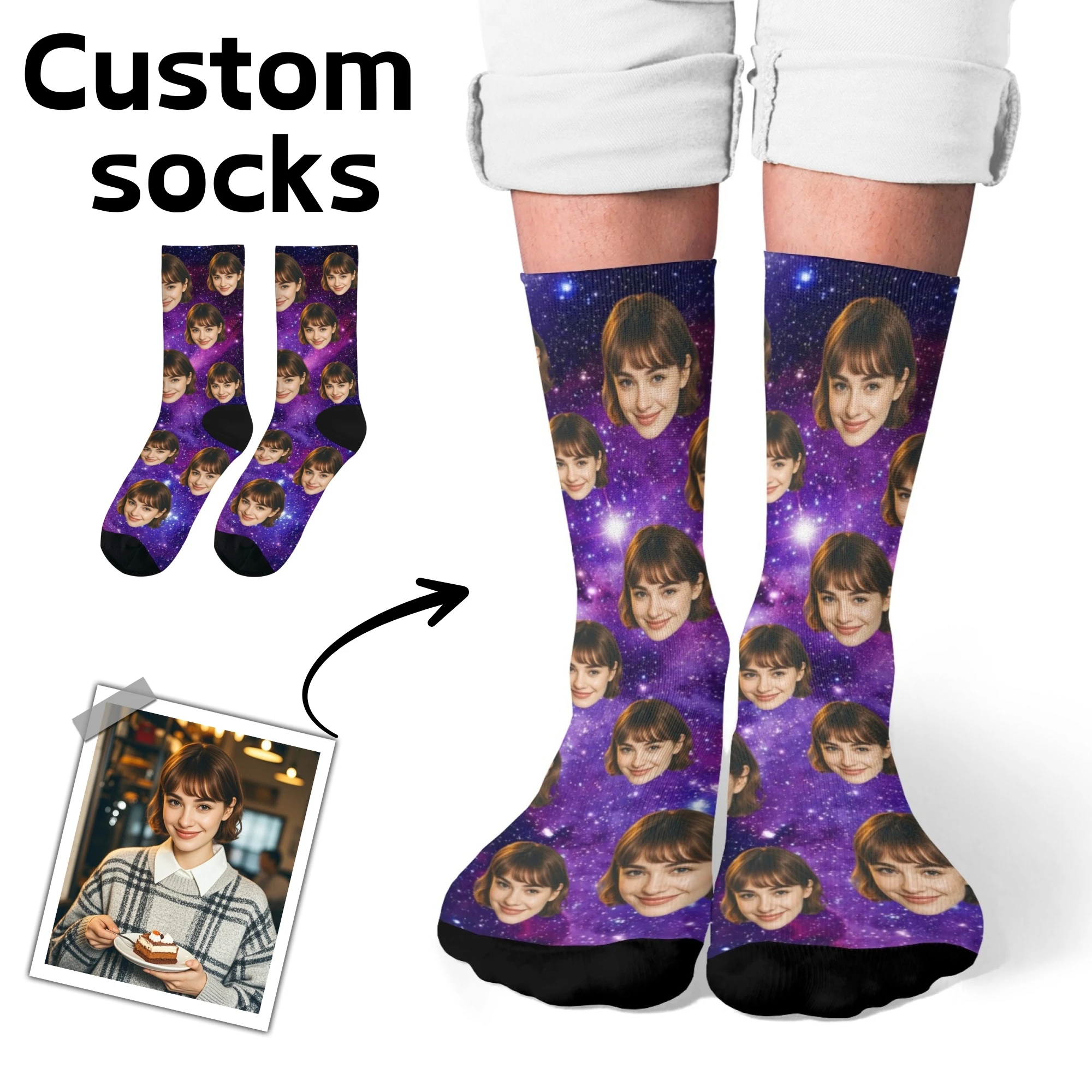 

Носки с изображением Вселенной Галактики на заказ, новинка, носки с фото на заказ, забавные носки унисекс, семейные друзья, подарок на день рождения, Рождественскую вечеринку