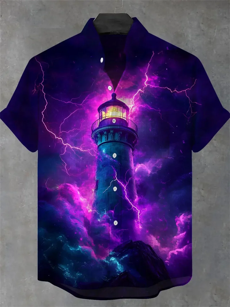 

New men's linen Hawaiian shirt casual short sleeved animal pattern top fashion retro 3D turtle print shirt