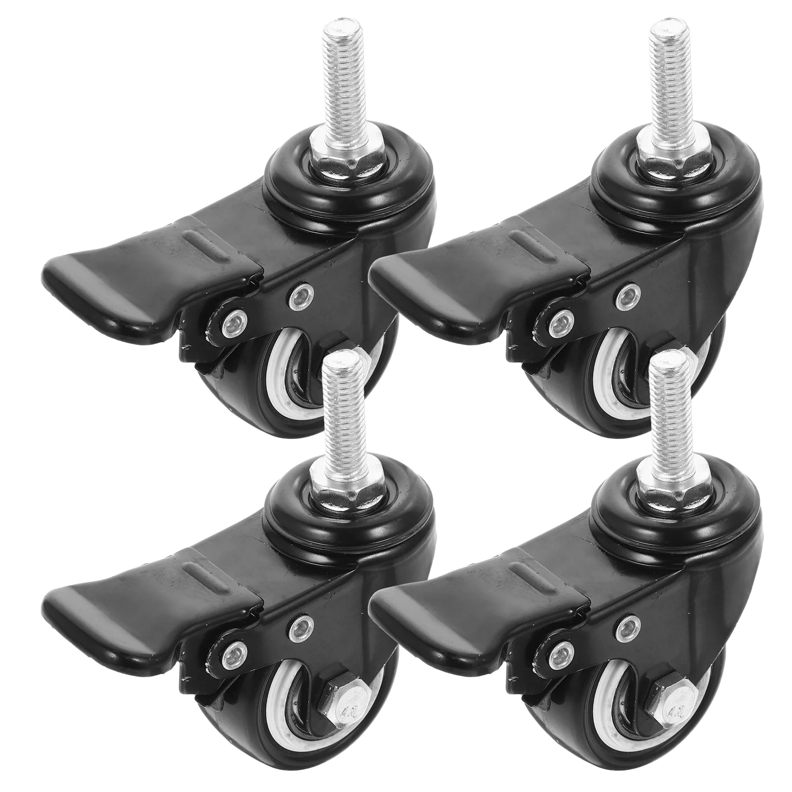 

4 Pcs Caster Wheels With Brake Threaded Rod For Furniture M8x25 Screw Swivel Casters Hardware Shopping Cart Caster Chair Caster