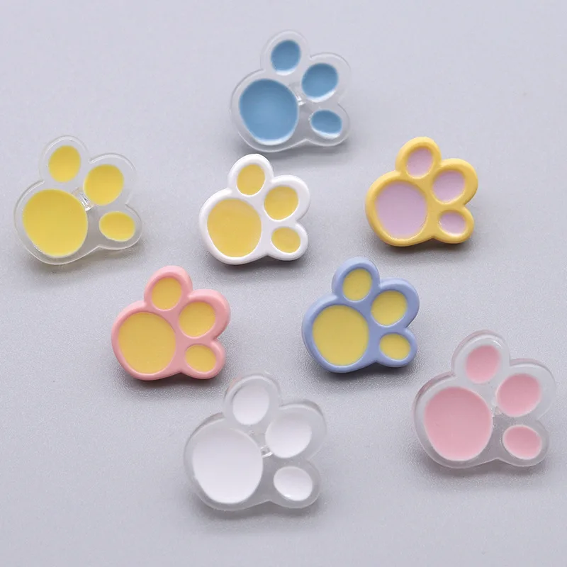 100pcs Cute Cat Paw Button Mini Plastic Colorful Cartoon Animal Claw Shank Button DIY Sewing Tool Kid Garment