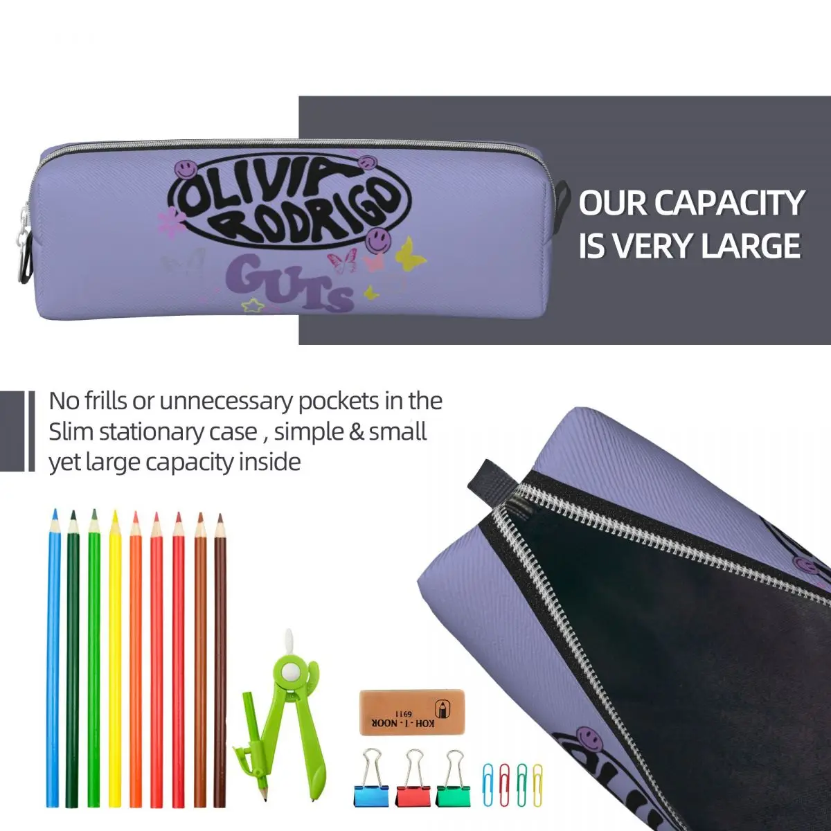 Imagem -06 - Guts Olivia Vampire Rodrigos Sour Pencil Cases Pen Holder Bolsa para Estudantes Grande Capacidade Zíper Escolar Novo