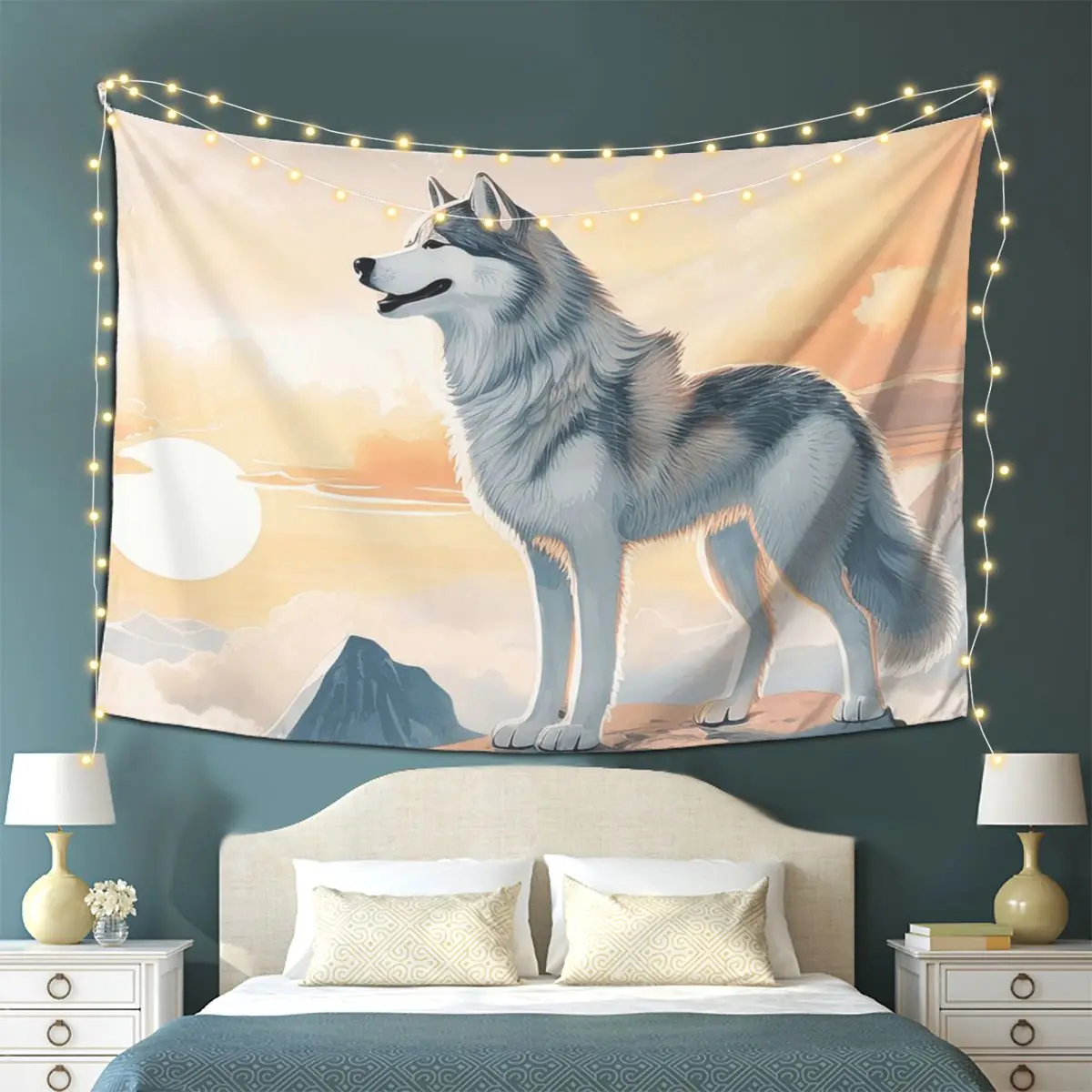 

Сибирский хаски в горах гобелен настенный эстетический гобелен для украшения дома для комнаты в общежитии