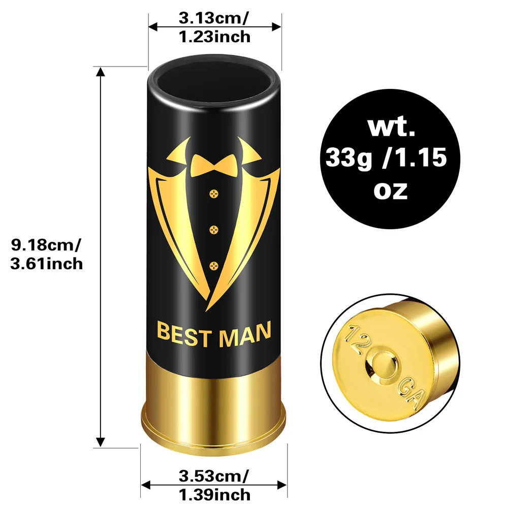 4pcs/Set Best Man Shot Glasses Wedding Gift for Groomsman 12GA Suit Small Bullet Shot Cups