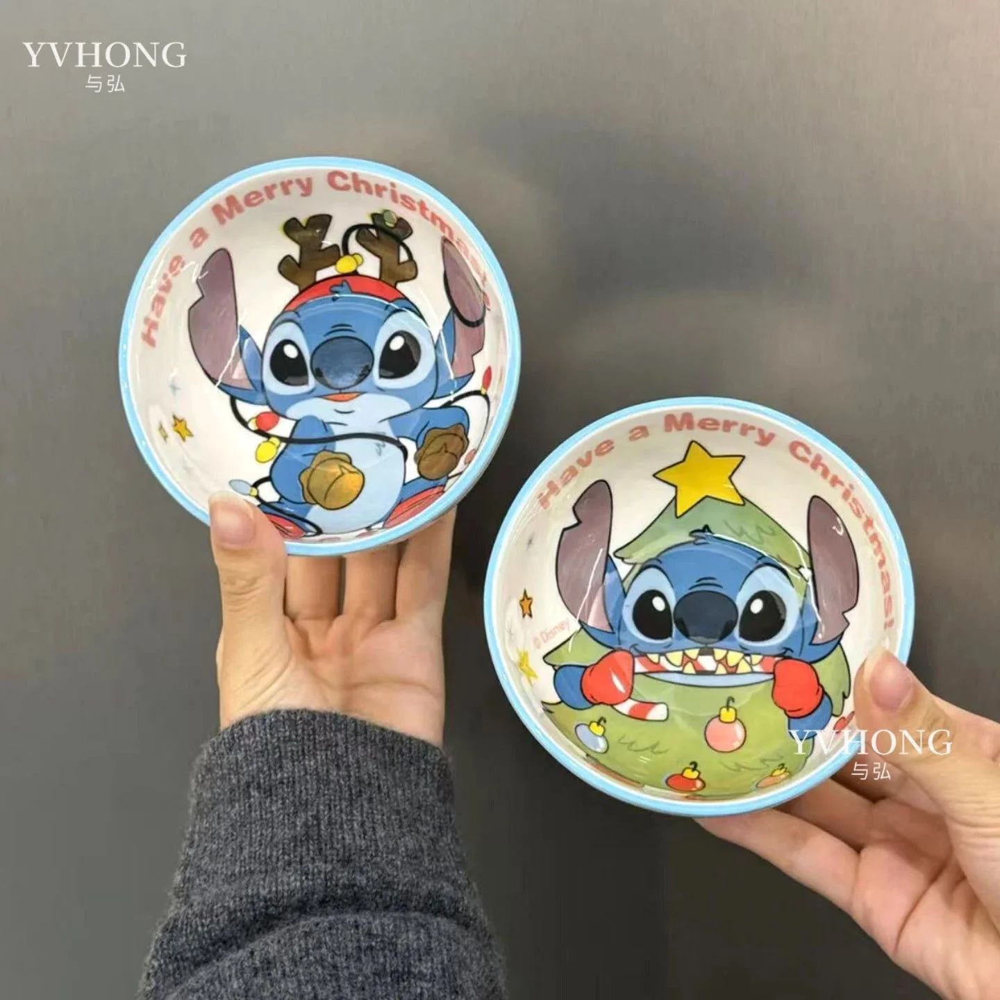 Cuenco de cerámica de Disney con bonito punto, vajilla navideña de edición limitada con dibujos animados, bonitos regalos de Navidad para niños