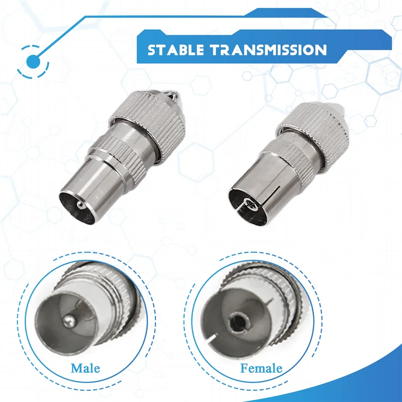 ABGR-10Pcs (5 × ذكر، 5 × أنثى) محول موصلات الكابلات المحورية للتلفزيون